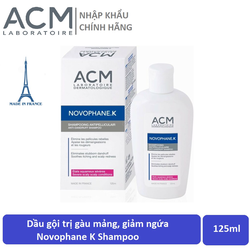 Dầu gội trị gàu mảng, giảm ngứa da đầu Novophane K Shampoo 125ml