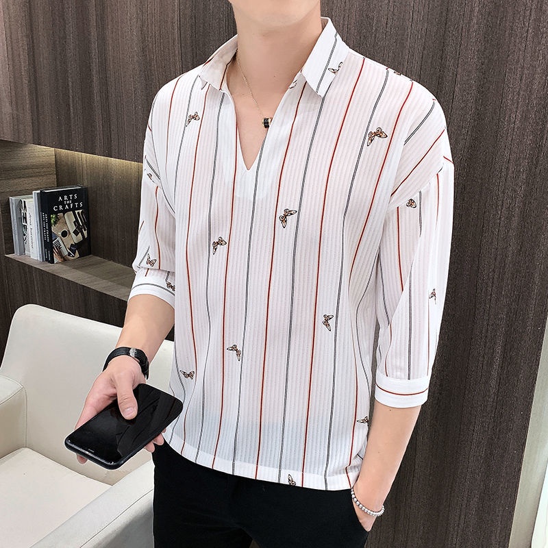 Áo Sơ Mi Lụa Mát Chống Nhăn Dễ Phối Đồ Thời Trang Phong Cách Hàn Quốc Cho Nam