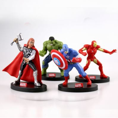 Phụ kiện trang trí bánh sinh nhật bánh kem - Set 4 anh hùng mavel, mô hình đội trưởng Caption America