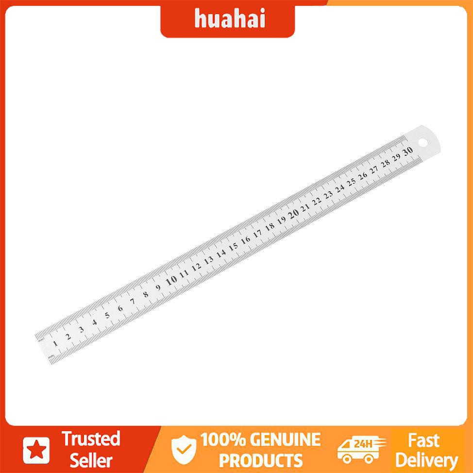 Thước kim loại bằng thép không gỉ Thước thẳng 30CM Văn phòng phẩm trường học hai mặt