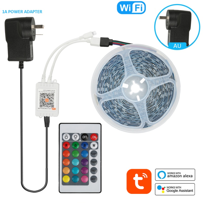 Bộ điều khiển đèn LED dây Tuya WiFi / Bluetooth / hồng ngoại RGB 5050 RGB với điều khiển từ xa 24K