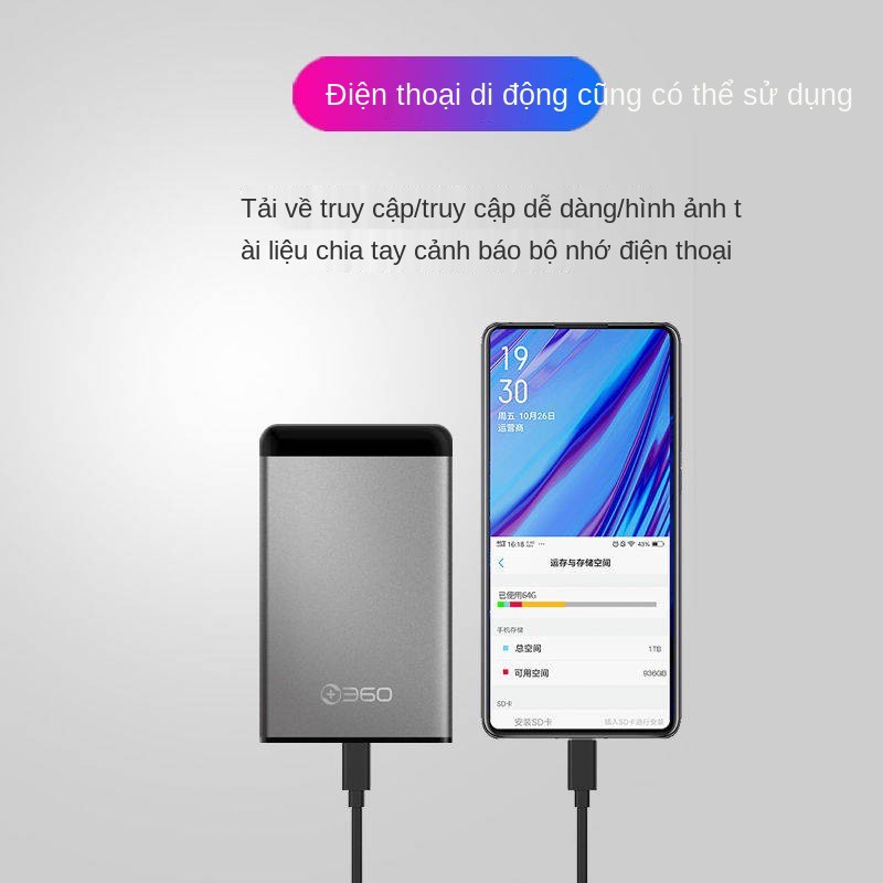 360 Đĩa cứng di động USB3.0 Tốc độ cao 2T Lưu trữ 1TB Máy tính xách tay ngoài Điện thoại di động PS4 Máy móc lưu trữ App | BigBuy360 - bigbuy360.vn