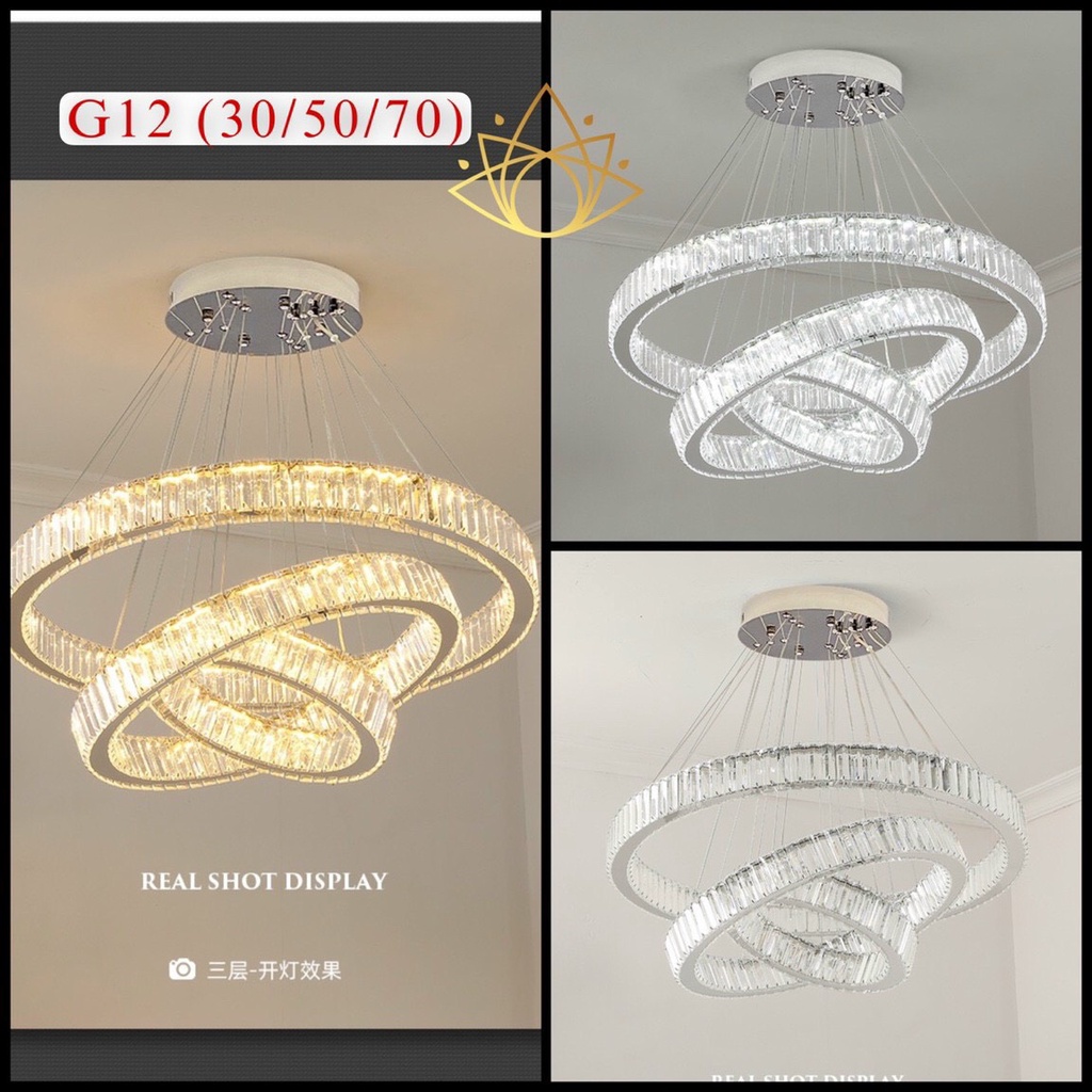 Đèn chùm thả trần phale 3 vòng bản phale trong dày 5cm,mẫu mới hiện đại trang trí sảnh,phòng khách