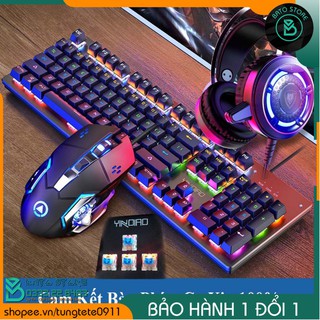 [RẺ VÔ ĐỊCH] Combo Bàn Phím Cơ Led RBG + Chuột Bluetooth + Tai Nghe Gamer Led + Lót Chuột Xịn - Hàng Chính Hãng Yindiao