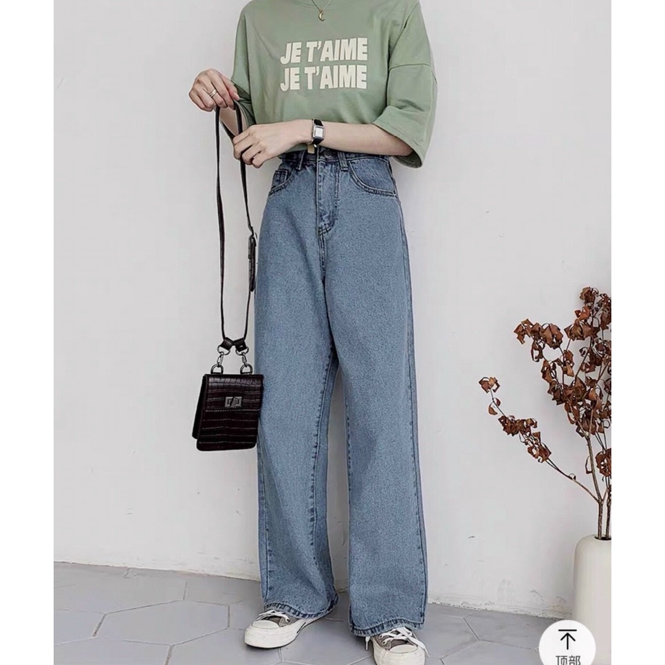 QUẦN JEANS ỐNG RỘNG LƯNG CAO
