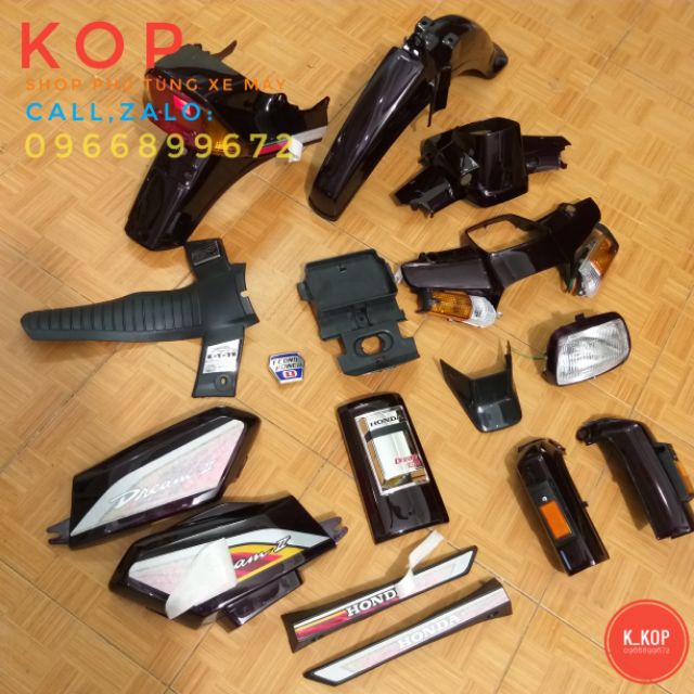 Dàn áo nhựa xe DREAM Sẵn Tem Thái Lửa Hàng nhựa đen mầu tím nho thái chuẩn màu zin