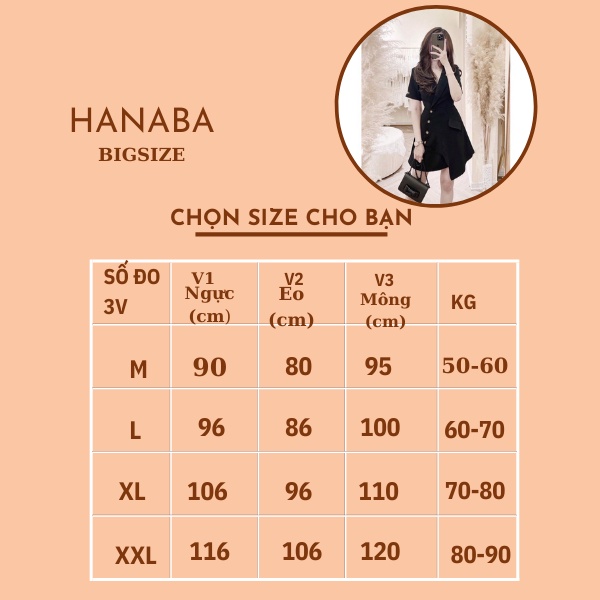 Đầm vest nữ công sở dự tiệc tay ngắn bigsize sang chảnh 50-100kg màu đen trắng đỏ hanaba
