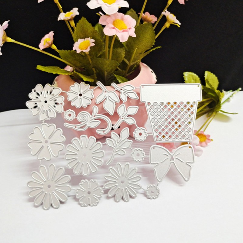 Khuôn Cắt Giấy Kim Loại Hình Chậu Hoa Xinh Xắn