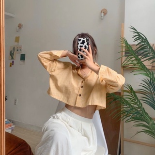 Áo sơ mi Linlin cotton croptop dáng vừa