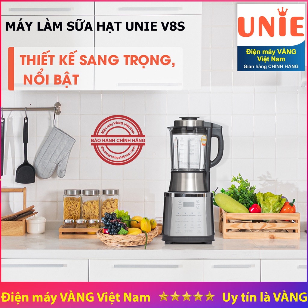 [Mã ELHA22 giảm 6% đơn 300K] Máy làm sữa hạt Unie V8S (Mua V8S tặng 3 bình nước thủy tinh)