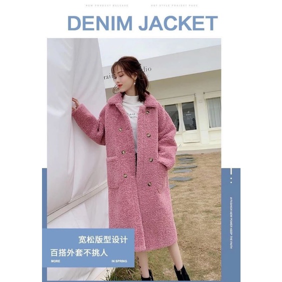 Áo khoác lông cừu dáng dài