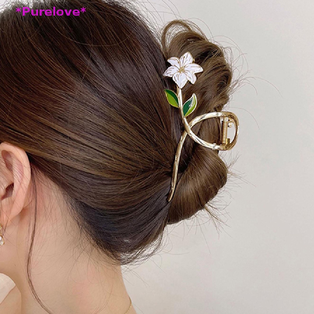 Kẹp Tóc Càng Cua Đính Hoa Lily Sang Trọng Cho Nữ Mới