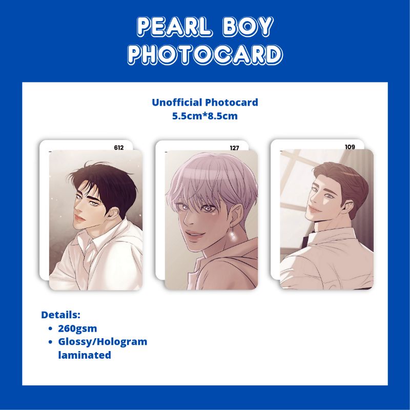 Thẻ Ảnh Ngọc Trai Bóng / Hologram Kang Dooshik Jin Jooha Choi Pilwon Se Shelll Boy Manhwa BL Manwha