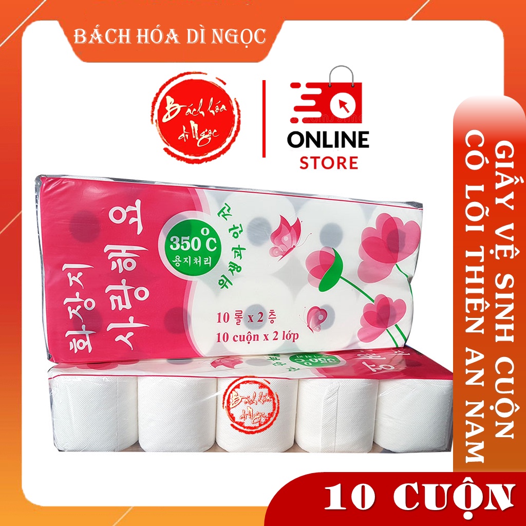 [RẺ BẤT NGỜ] Giấy vệ sinh cuộn 2 lớp  THIÊN AN NAM x 10 cuộn chuẩn Hàn Quốc mịn, dai