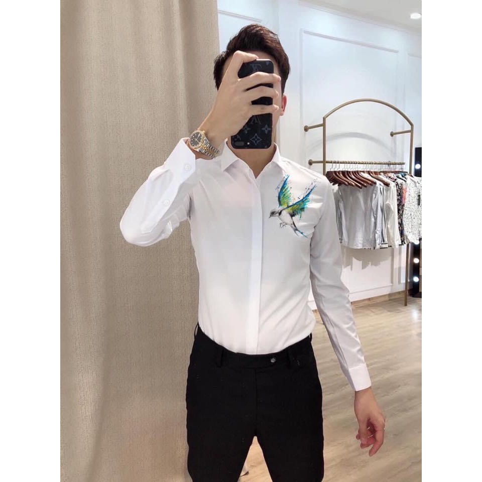 [Mã FAMAYMA2 giảm 10K đơn 50K] Áo sơ mi nam hàn quốc chuẩn shop, in thêu họa tiết độc đáo hot trend | BigBuy360 - bigbuy360.vn