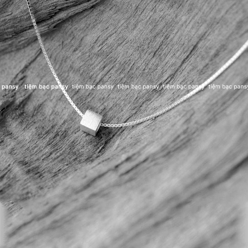 Dây chuyền bạc nữ PANSY hình khối vuông trendy - Vòng cổ mặt vuông nhỏ bằng bạc ta cao cấp