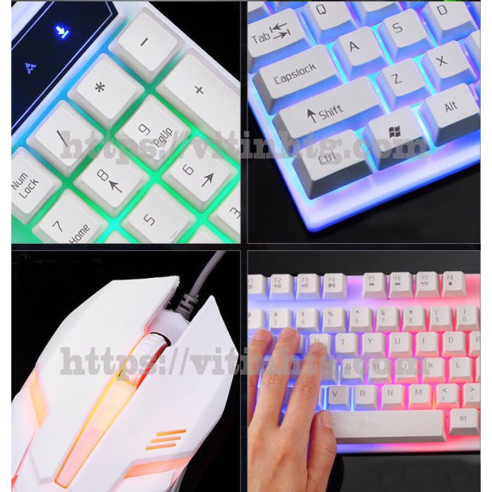 [Tặng lót chuột gaming] Combo bàn phím và chuột giả cơ Boston 8310 Đèn LED đa màu - Vi tính TG