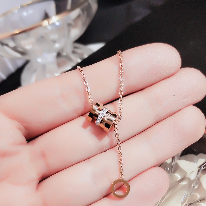 [Jiudolan] Dây Chuyền Hình Chữ Số La Mã Màu Vàng Hồng Đơn Giản Thời Trang Hàn Quốc Cho Nữ