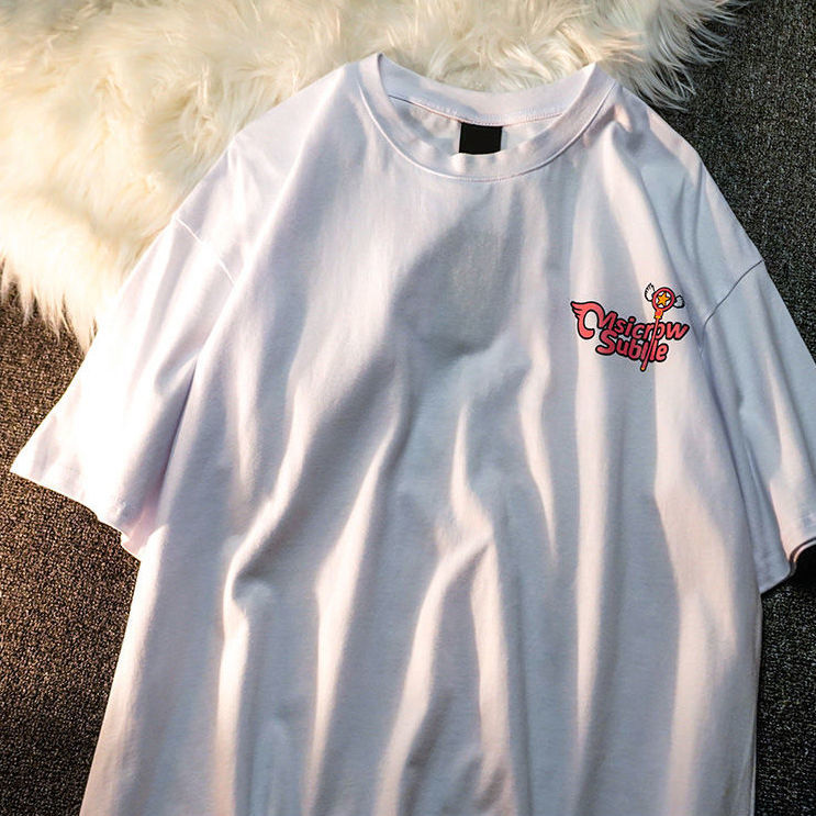 100% cotton Áo Thun Tay Ngắn In Hình Cô Gái Hai Mặt Phong Cách Hàn Quốc Thời Trang Mùa Hè Mới Cho Nữ 2023