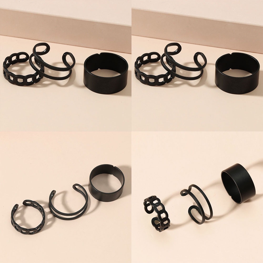 Nhẫn Hở Màu Đen Cá Tính Có Thể Điều Chỉnh Kích Thước