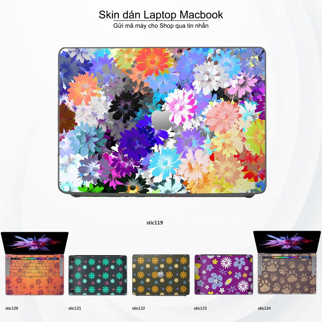 Skin dán Macbook mẫu Hoa văn sticker (đã cắt sẵn, inbox mã máy cho shop)