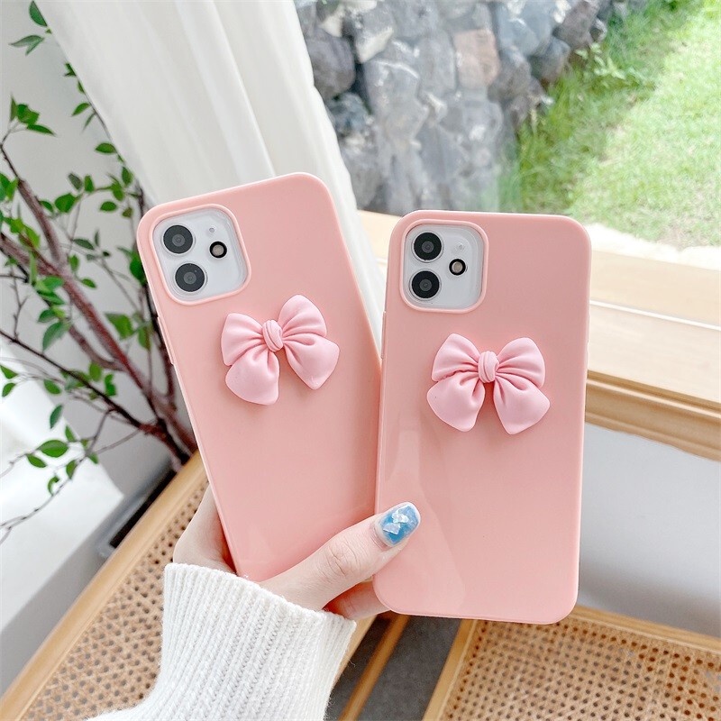 Bao Da điện Thoại Cảm Giác Bóng Bowknot Dành Cho IPhone 12 12Pro Max 11 11Pro Max X Xs Max Xr 8 7 6 6SPlus