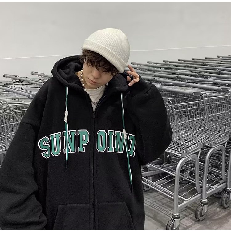 【M-5XL】áo hoodie form rộng quốc áo khoác hoodie dây kéo simple áo hoodie zip thời trang hàn Bigsize áo hoodie nam nữ