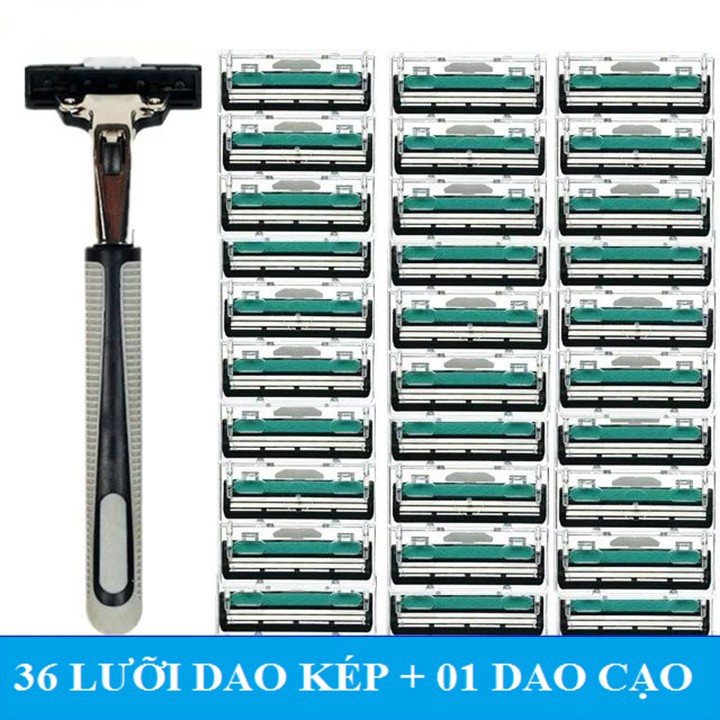 Set Dao Cạo Râu 2 Lưỡi Thế Hệ Mới KÈM 36 Đầu Thay Tiện Lợi Kèm Bàn Cạo Tặng Kèm 1 Tuýp Kem Cạo Râu