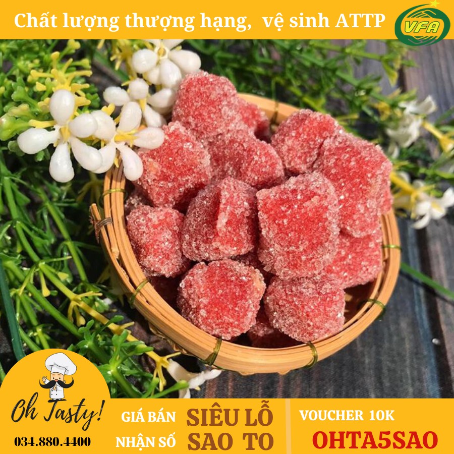 500G Hũ Kẹo Dâu Tây Đà Lạt Tasty Food