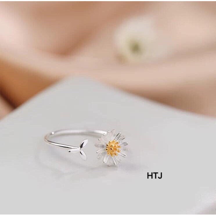 Nhẫn nữ bạc thật cúc hoạ mi dạng hở LINH MIU SILVER