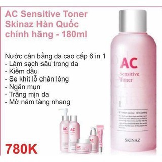 TONER  AC Sensitive NƯỚC HOA HỒNG CÂN BẰNG DA Skinaz Hàn Quốc