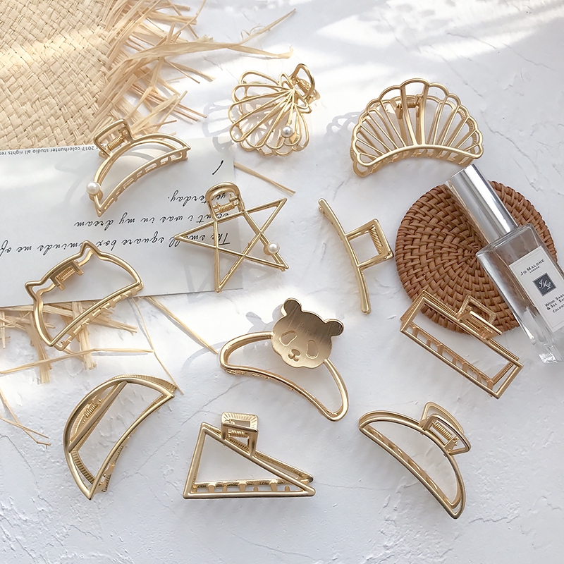 Kẹp tóc kim loại đính ngọc trai giả thanh lịch