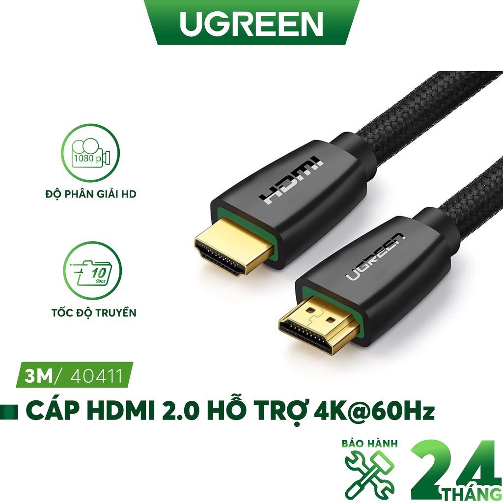 Cáp HDMI 2.0 Bện Sợi Nylon Cao Cấp UGREEN HD118 Chính Hãng