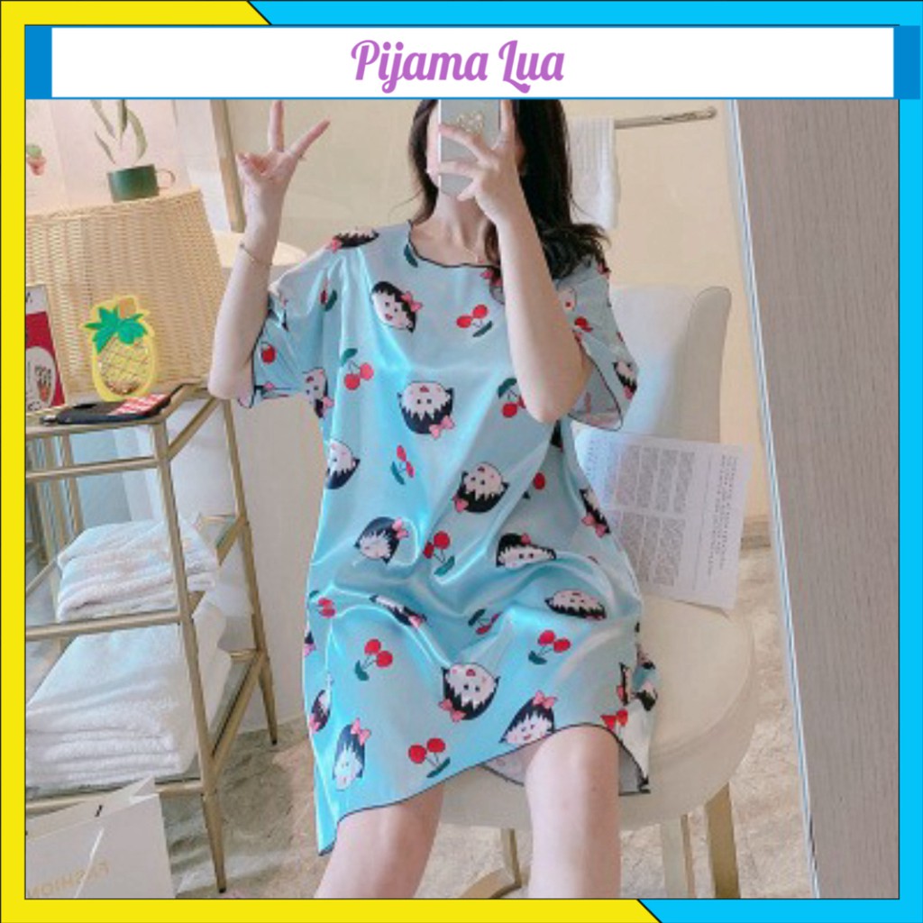 Váy ngủ nữ pijama lụa satin hoạt hình siêu đẹp Quảng Châu - pijama lụa