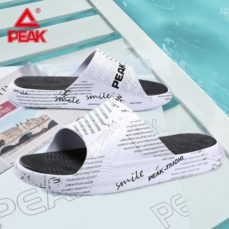 Dép  Nam Nữ PEAK Taichi Slippers  E11937L Trắng Đen Smile