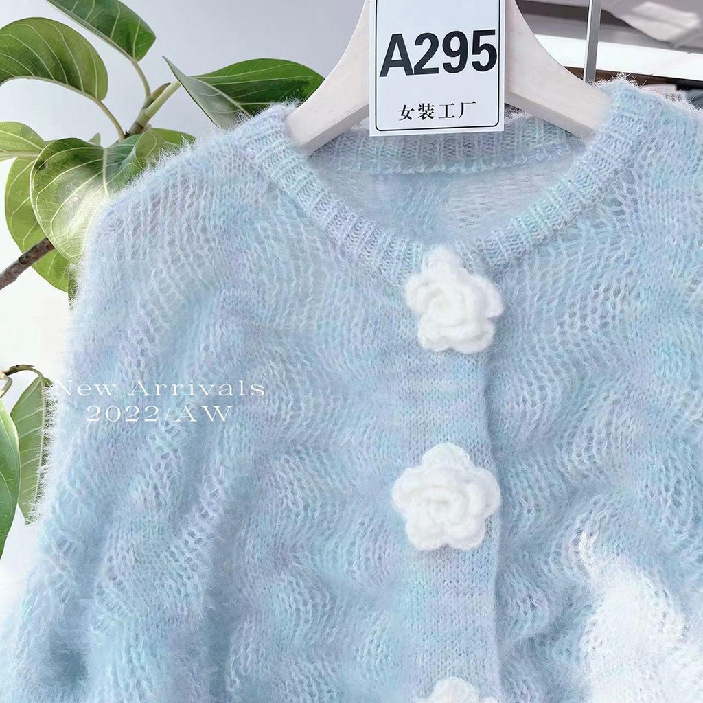 Áo Khoác Cardigan Dệt Kim Mềm Dáng Rộng Màu Gradient Thời Trang Mùa Thu Cho Nữ