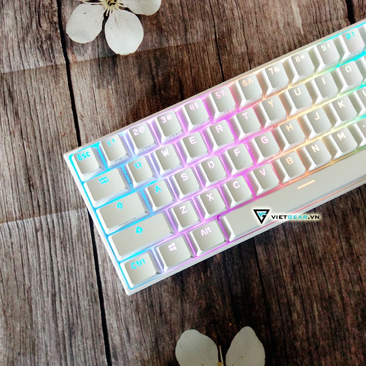 Bàn phím cơ ANNE PRO V2, màu trắng, bluetooth 5.0, led RGB