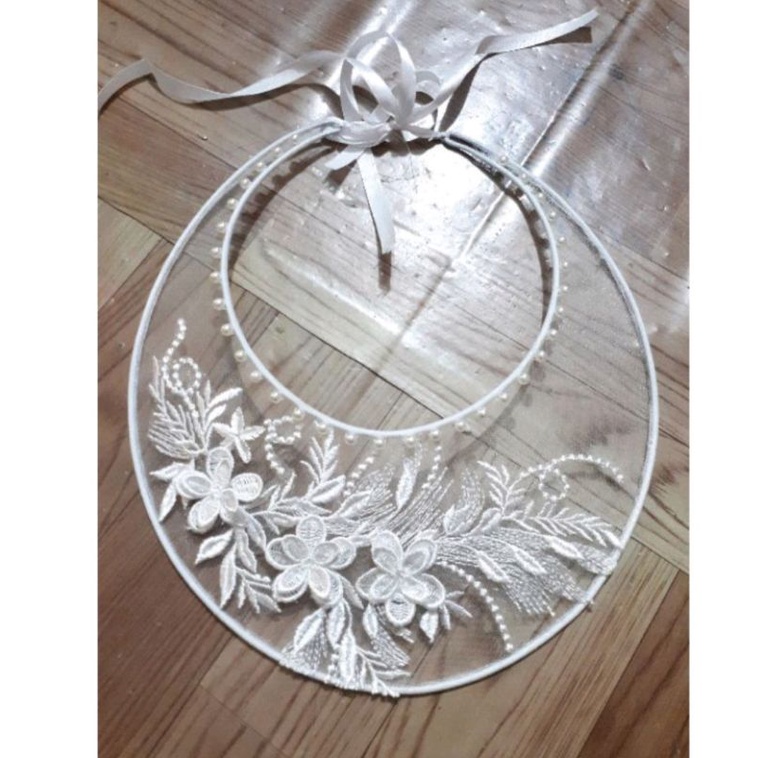 Mấn cô dâu ren lưới hoa 3d