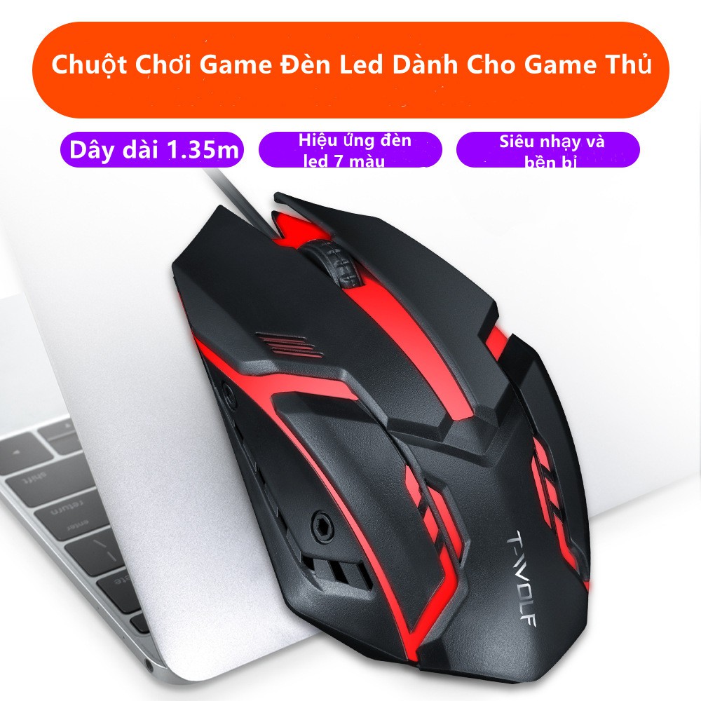 Thunder Wolf có dây chuột chơi game dạ quang đầy màu sắc Máy tính để bàn USB