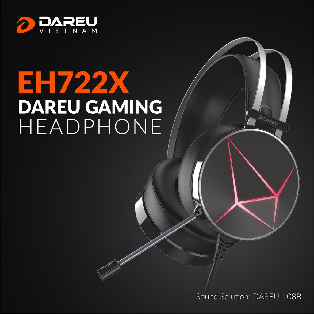 Tai nghe DareU EH722X Black/ led RGB/ âm thanh 7.1 - Hàng chính hãng