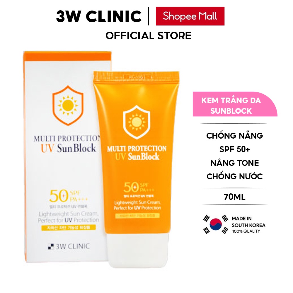 Kem chống nắng Multi Protection Uv Sun Block 3W Clinic Hàn Quốc 70ml [Chính Hãng Hàn Quốc]