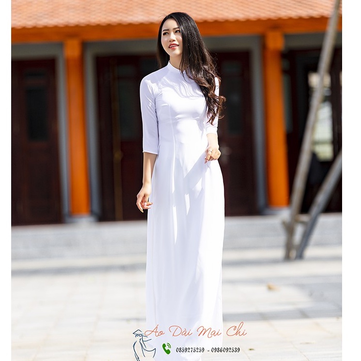 Bộ áo dài trắng học sinh chất liệu lụa Mỹ cao cấp (áo dài nữ).
