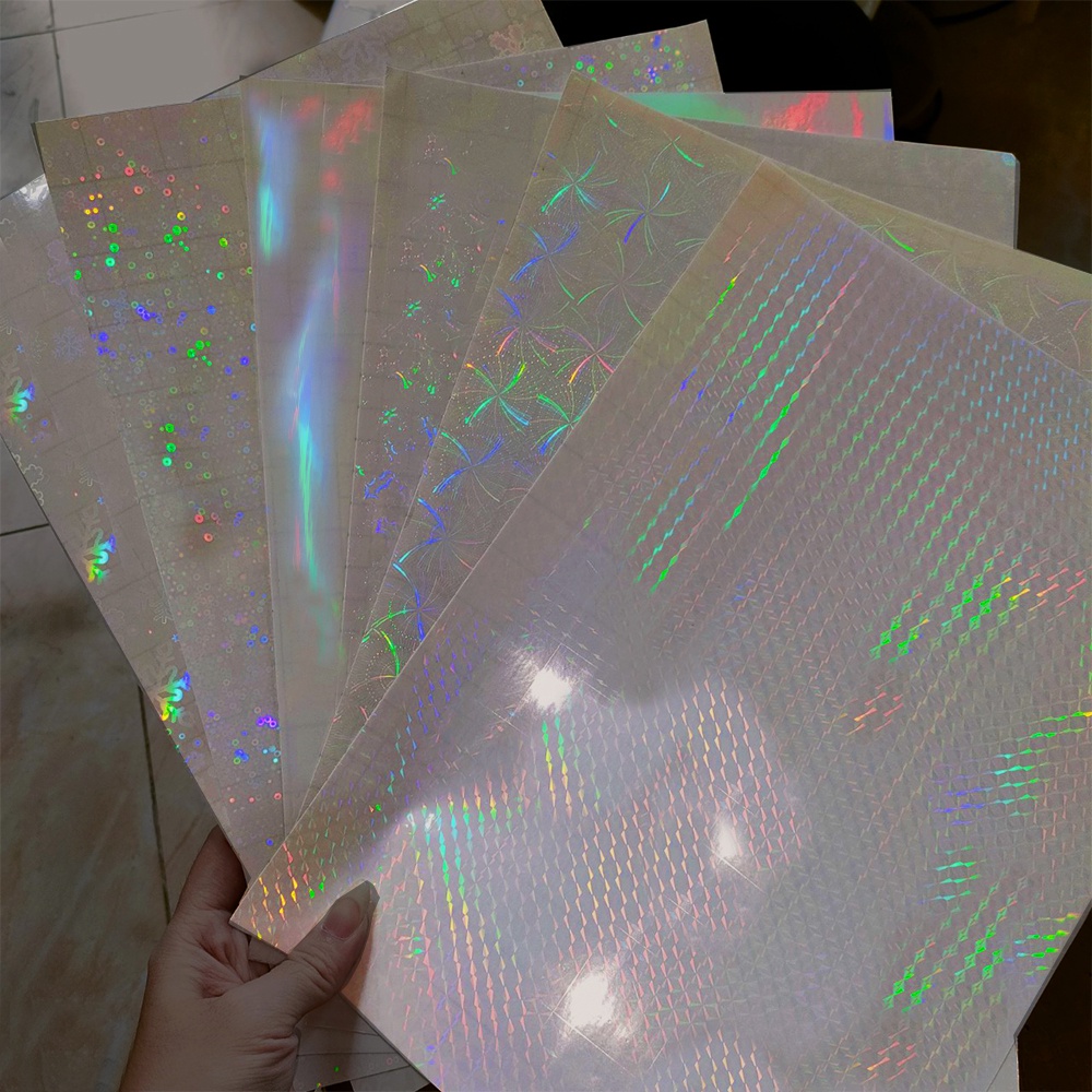 Màng cán Hologram lấp lánh trang trí sticker, toploader Size A4