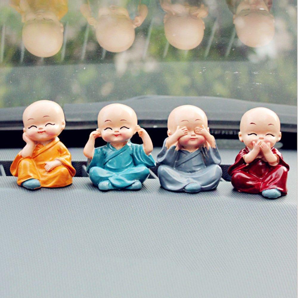 Set 4 Tượng Chú Tiểu Mini Trang Trí Đáng Yêu