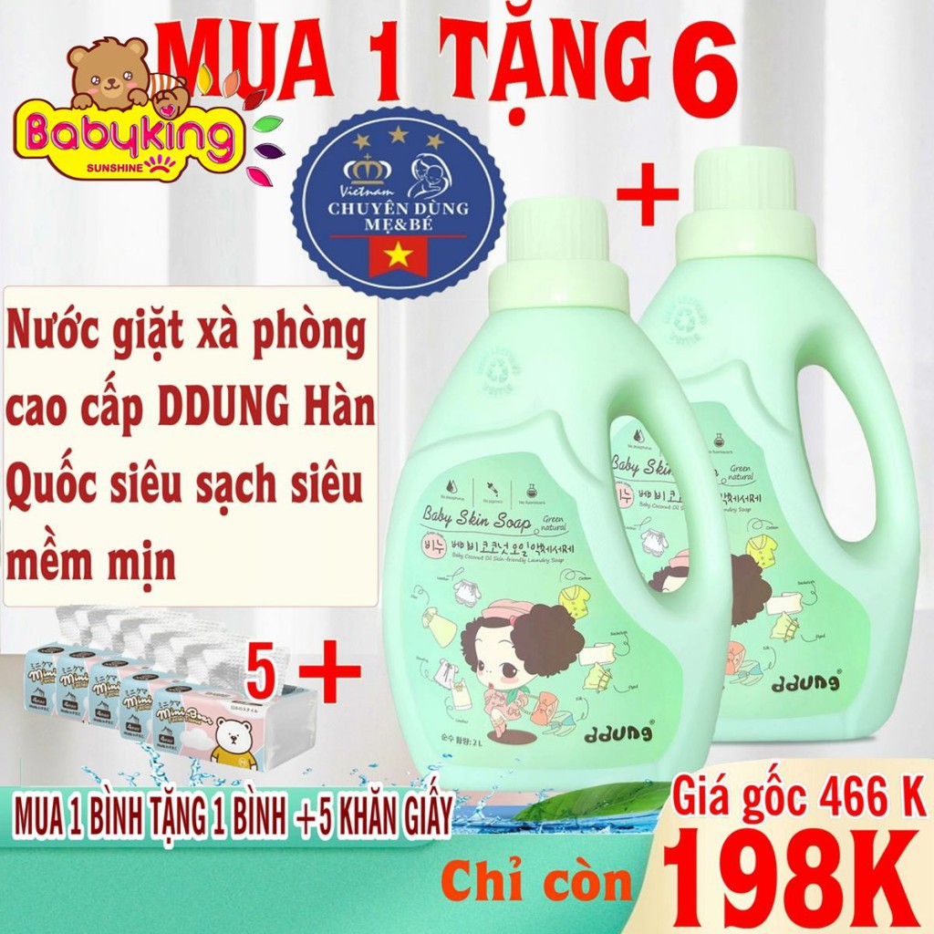 (Mua 1 tặng 6) Nước giặt xà phòng giặt mẹ&bé ddung Hàn Quốc,bột giặt,nước giặt xà bông giặt cho cả giặt máy và tay