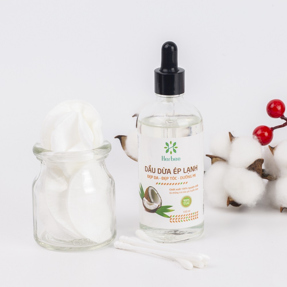 Dầu Dừa Ép Lạnh Thương Hiệu Herbee | 100% Chiết Xuất Tự Nhiên | Ngăn Ngừa và Làm Mờ Vết Rạn Da | Massage Cho Trẻ Sơ Sinh