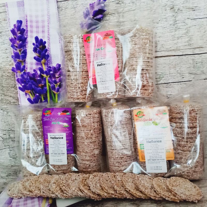 Bánh không đường cho người ăn kiêng - Bánh gạo lứt Hellorice 500g - hữu cơ thảo dược bổ sung chất xơ và khoáng chất | BigBuy360 - bigbuy360.vn