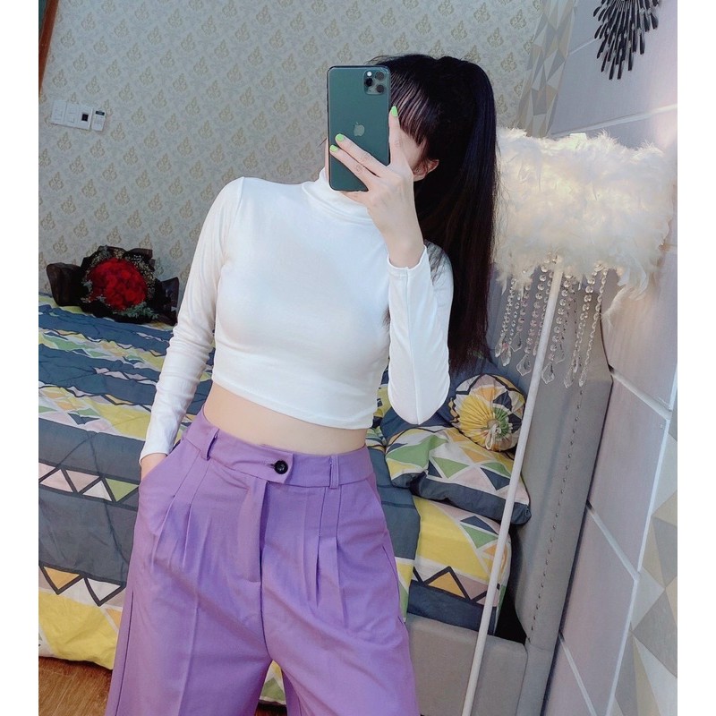 Áo crotop tay dài cổ lọ 7 phân thun bao xịn BBee Store