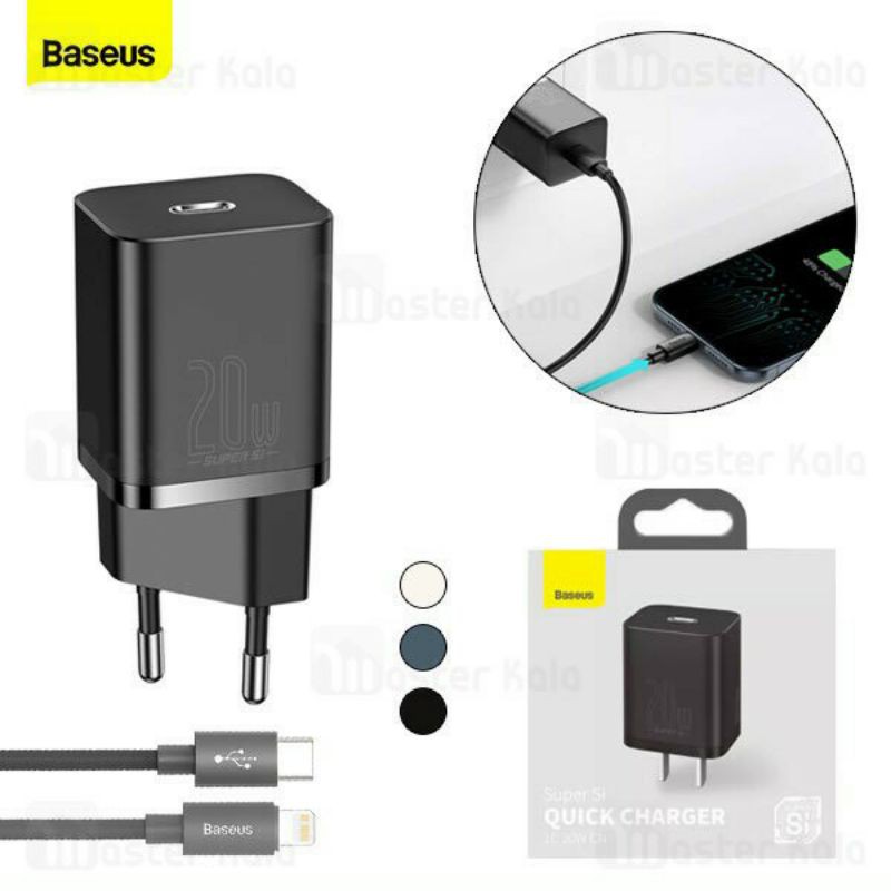 Bộ Sạc Nhanh Baseus 20W Super Si Mini USB C Hỗ Trợ QC3.0 PD Cho iPhone 12 / dây sạc 20W