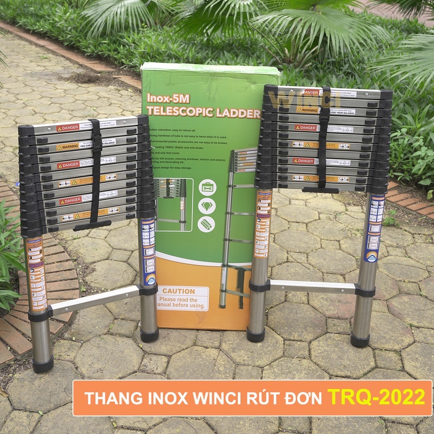 [Mã BMBAU300 giảm 10% đơn 499K] Thang rút đơn Inox 316 chính hãng Winci, WIN-TRX, tải trọng tối đa 500 kg.